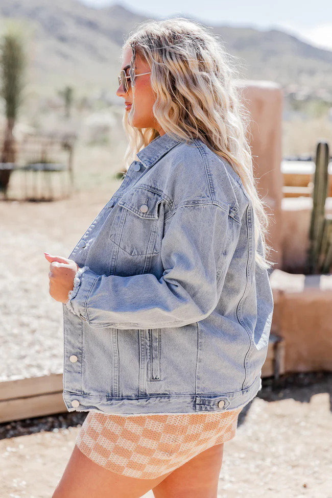Good Jeans Light Wash Boyfriend Fit Denim Jacket FINAL SALE | Pink Lily