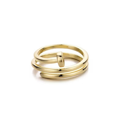 Adornia 14k Gold Plated Nail Double Wrap Ring (6) | Target