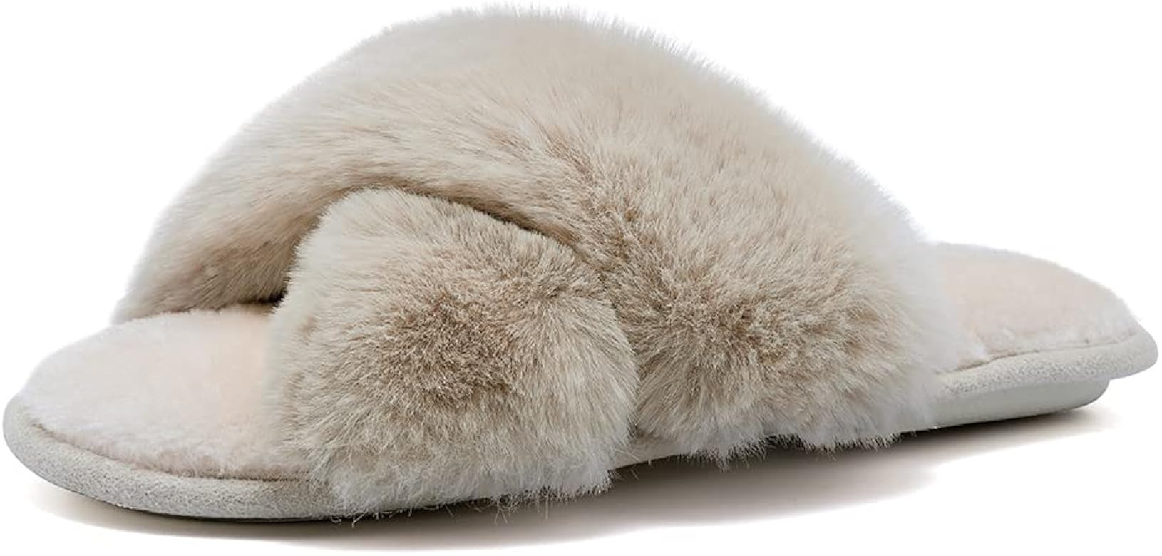 FANTURE Women's Furry Faux Fur Slippers Cozy Memory Foam House Slippers Soft Comfy Flat Slide San... | Amazon (US)
