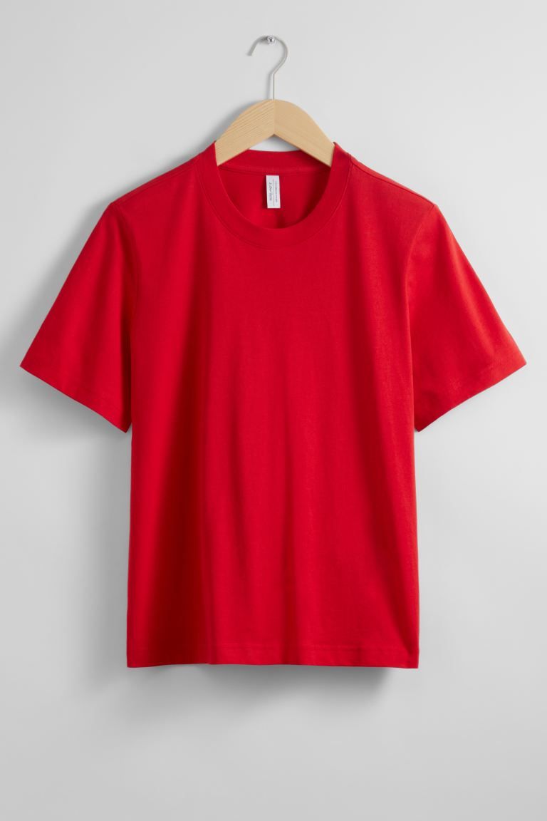 Relaxed T-Shirt - Round neck - Short sleeve - Red - Ladies | H&M GB | H&M (UK, MY, IN, SG, PH, TW, HK)