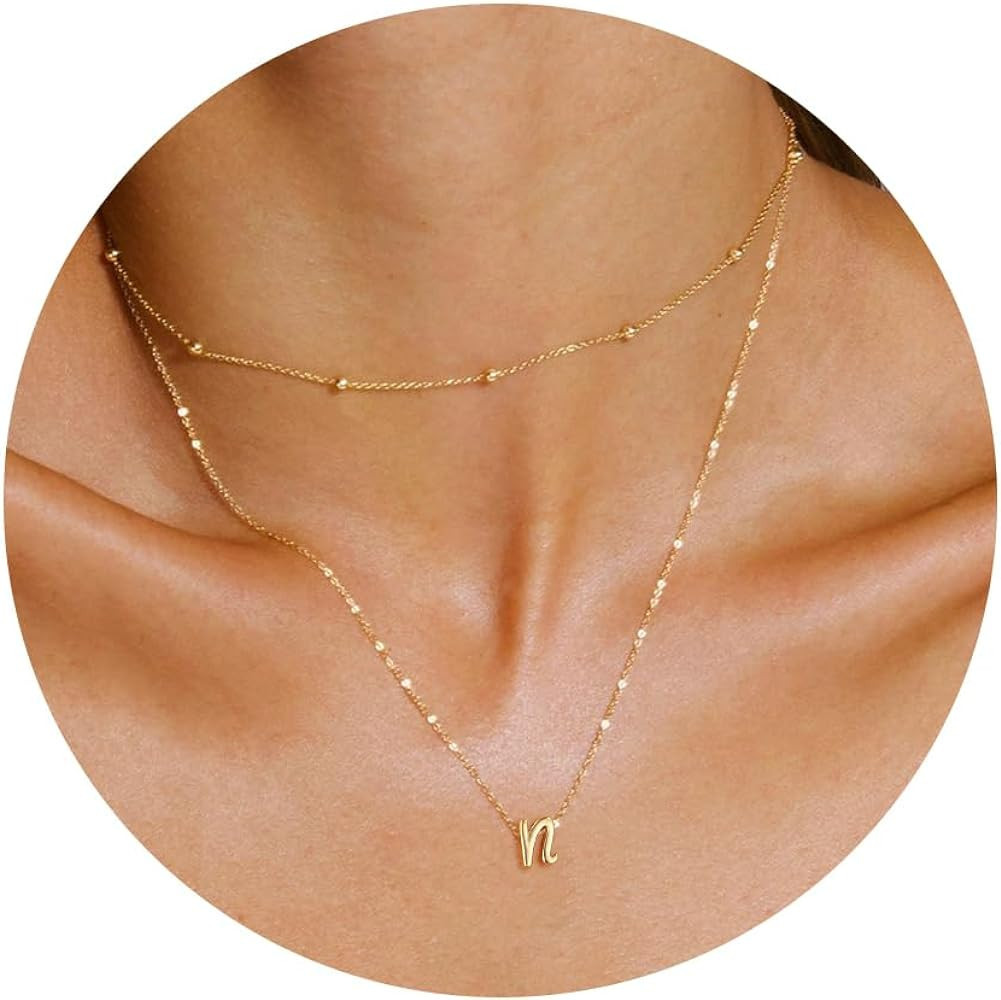 Yoosteel Layered Initial Necklaces for Women Trendy, 14K Gold Plated Letter A-Z Pendant Necklace ... | Amazon (US)