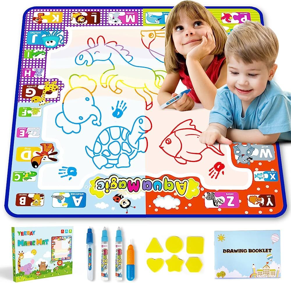 YEEBAY Water Doodle Mat,Learing Toys for 2,3,4 Year Old Girls/Boys - Mess Free Painting Writing D... | Amazon (US)