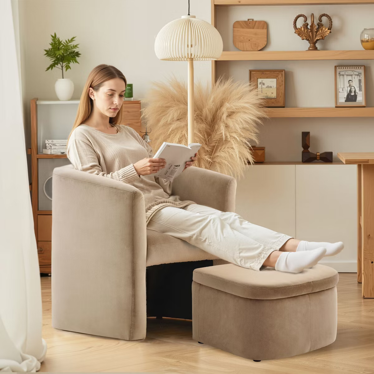 Barrel Chair with Storage Ottoman Set | Target