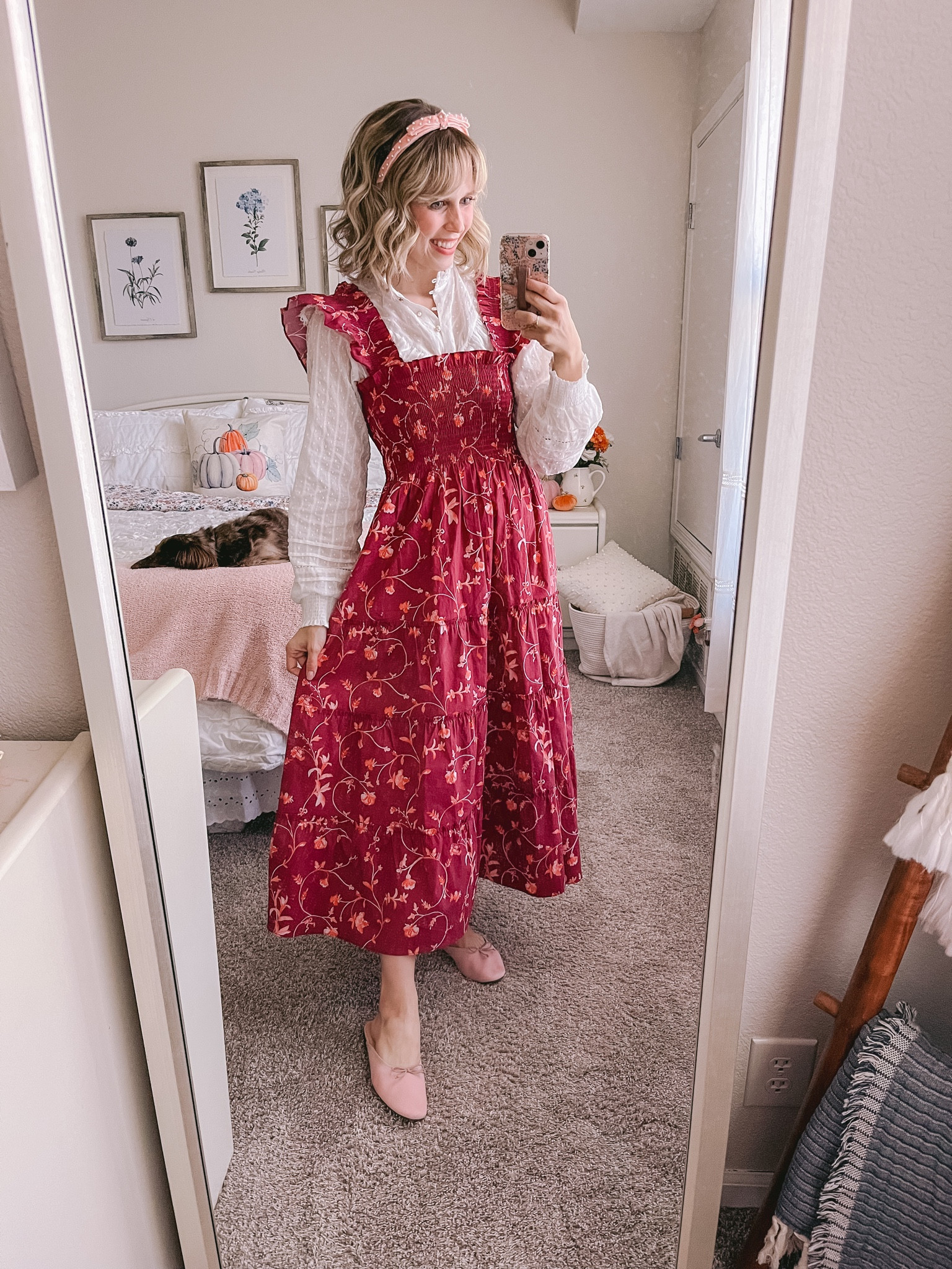Fall dress, fall outfit, fall ootd, nap dress, nap dress outfit, ballet flats, ballet flats outfit 

#LTKstyletip #LTKshoecrush #LTKunder100