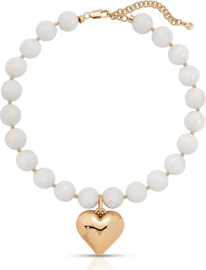 Ettika Luck & Love Stone Puffy Heart Pendant Necklace | Nordstrom | Nordstrom
