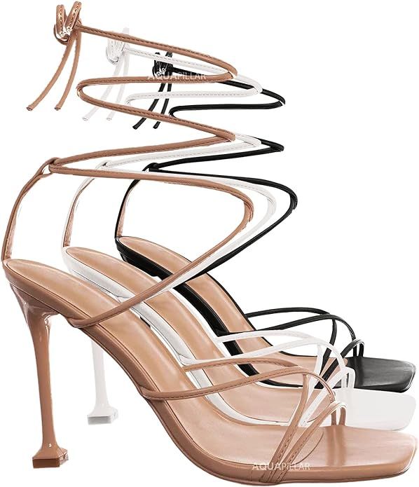 High Heel Leg Wrap Lace Up Sandal, Womens Dress Shoes | Amazon (US)