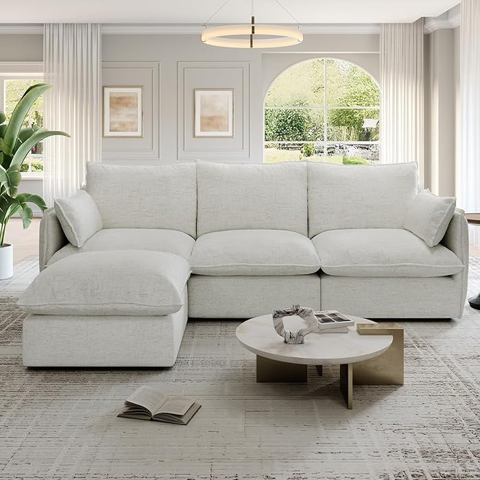 94.6" Cloud Modular Sectional Sofa, Waterproof Down Filled Sectional Sofas, High Backrest L Shape... | Amazon (US)