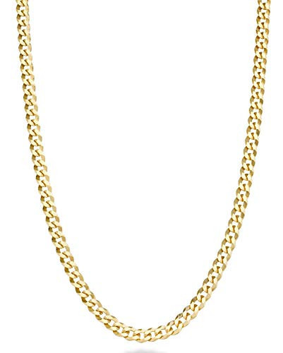 Miabella Italian Solid 18k Gold Over 925 Sterling Silver 3.5mm Diamond Cut Cuban Link Curb Chain Necklace for Women, Made in Italy (Length 18 Inches) | Amazon (US)