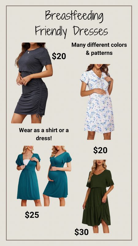 More breastfeeding friendly dresses that you can also wear pregnant to wear before and after baby! All these are under $30 and come in different colors and patterns. One you can even wear as a dress or a shirt  

#LTKFindsUnder50 #LTKStyleTip #LTKBump