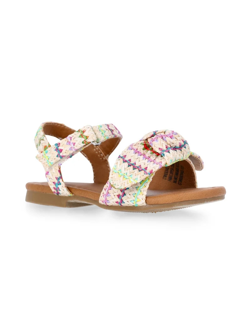 Wonder Nation Baby and Toddler Girls Raffia Knot Sandals | Walmart (US)