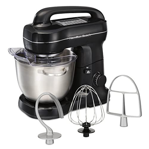 Hamilton Beach Electric Stand Mixer, 4 Quarts, Dough Hook, Flat Beater Attachments, Splash Guard ... | Amazon (US)