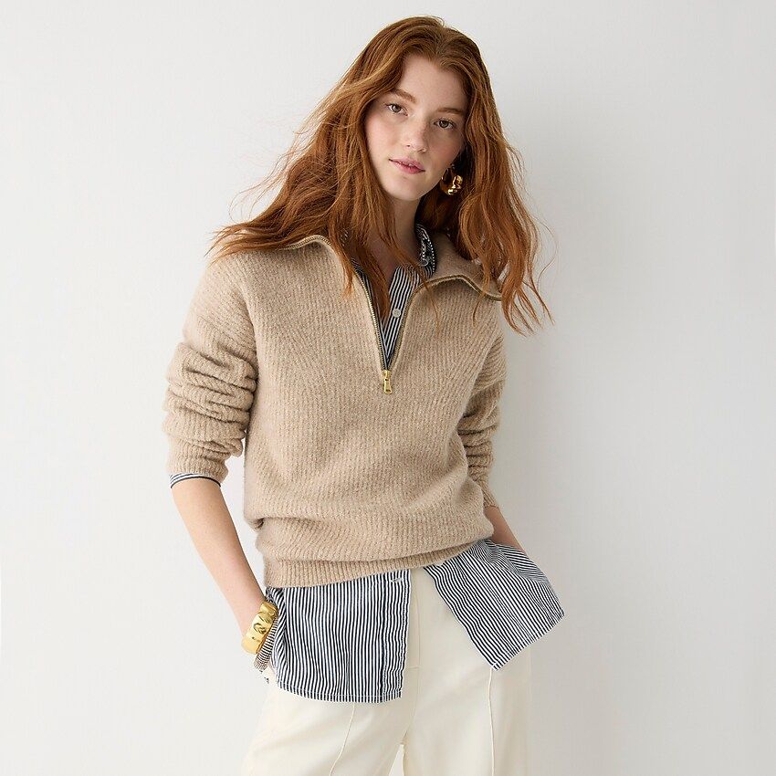 Half-zip stretch wool sweater | J.Crew US