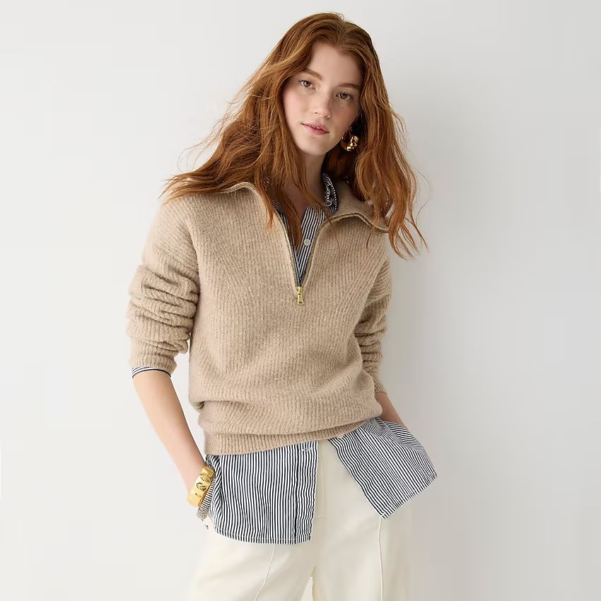 Half-zip stretch wool sweater | J.Crew US