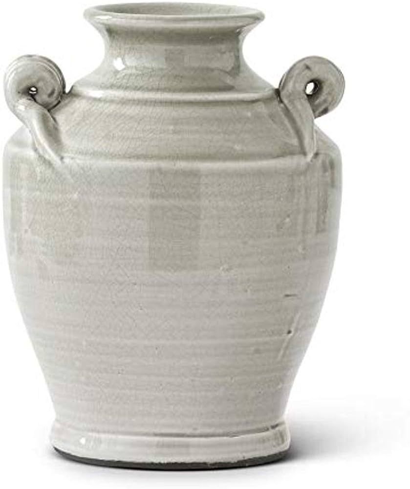 K&K Interiors, 12185B-GY 8.5 Inch Gray European Ceramic Jar with 2 Handles | Amazon (US)