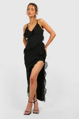 Chiffon Ruffle Maxi Slip Dress | boohoo (US & Canada)