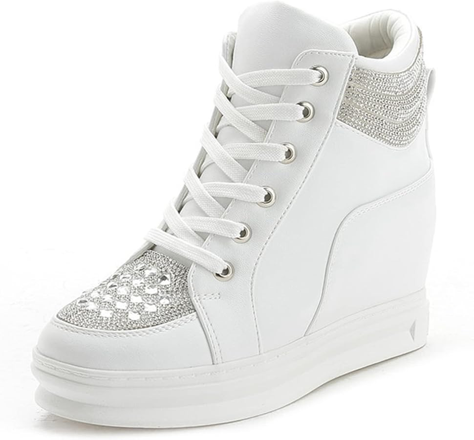 Ckrola Womens Fashion Platform Shoes Hidden Wedge Heel High Top Sneakers for Women Platform Boots... | Amazon (US)