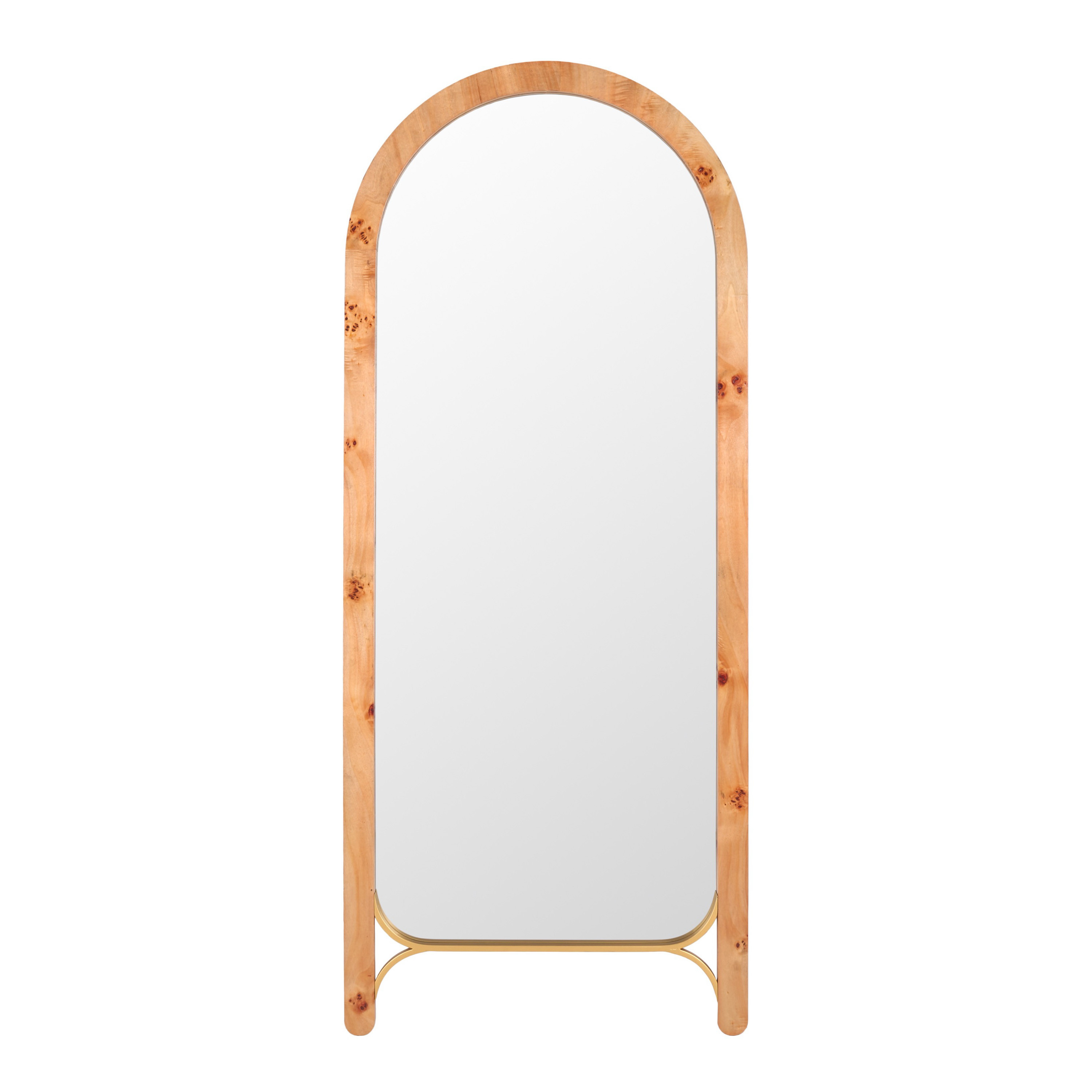 Kuo Burl Wood Arch Leaning Full Length Mirror | World Market