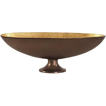 Howard Elliott Oblong Gold Footed Bowl for Centerpiece, Decorative Bronze Footed Bowl with Gold L... | Amazon (US)