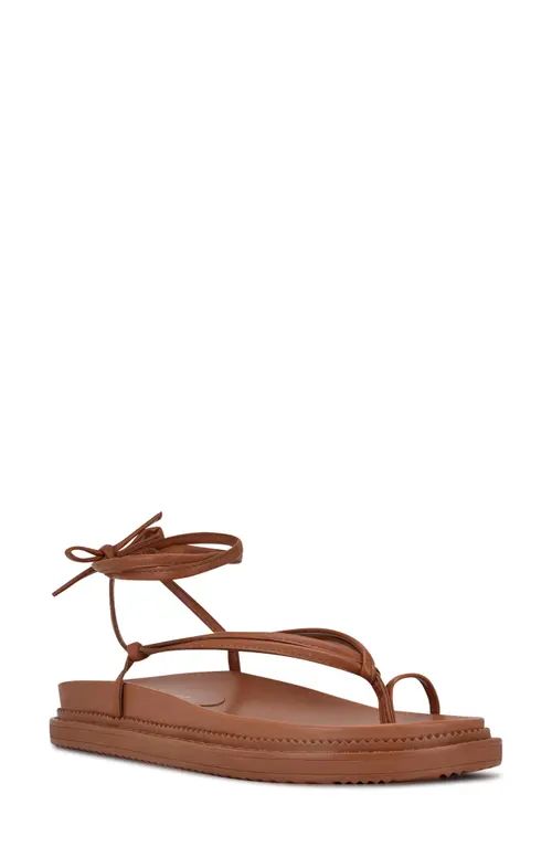 Nine West Sarest Ankle Wrap Sandal in Brown Suede at Nordstrom, Size 8 | Nordstrom