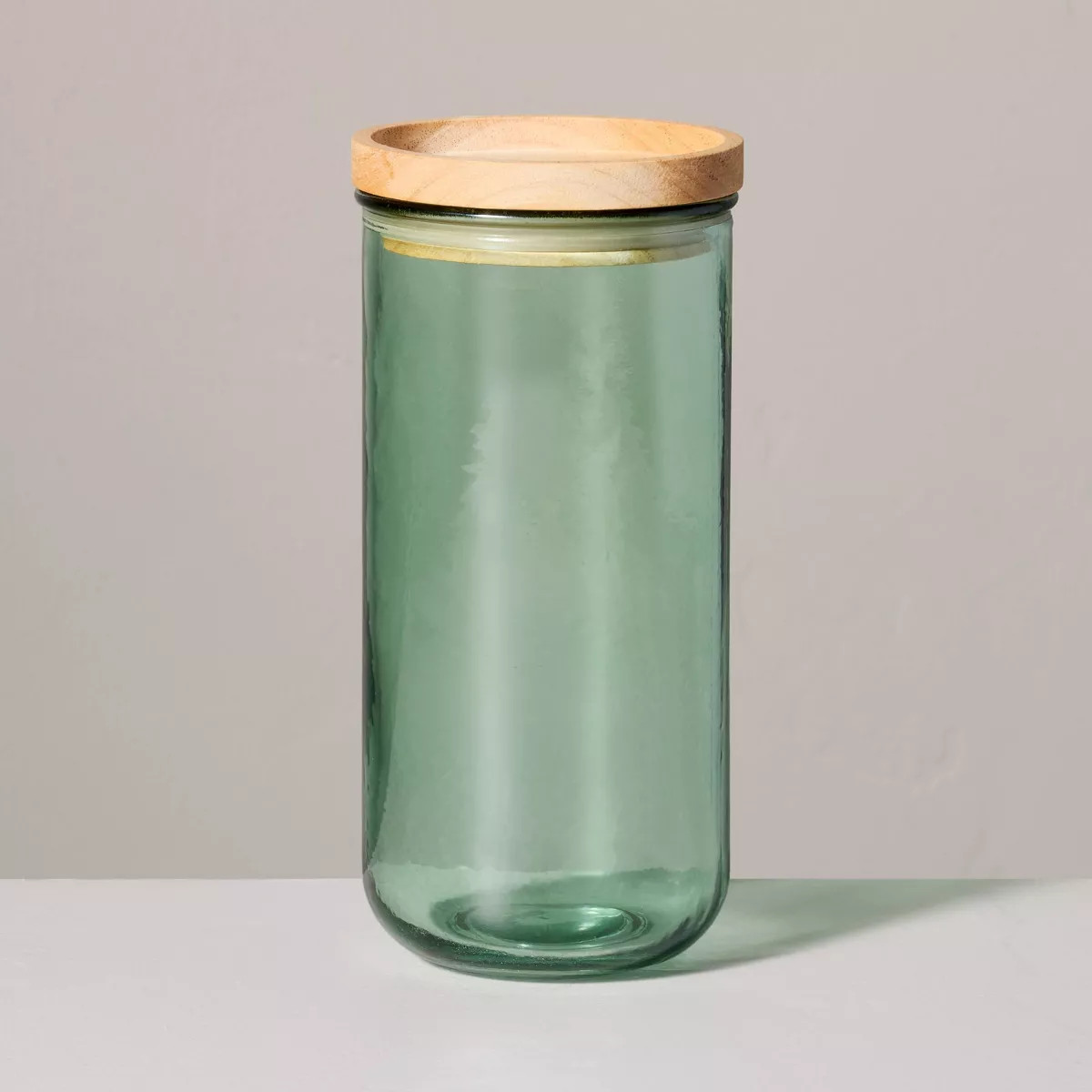 27.7oz Tinted Glass Kitchen Storage Jar with Wood Lid Green - Hearth & Hand™ with Magnolia | Target