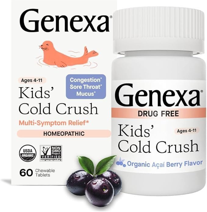 Genexa Kids Cold Crush | Multi-Symptom Cough & Cold, Sore Throat, Congestion Relief for Children ... | Amazon (US)
