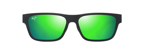 Maui Jim Men's Keola Polarized Rectangle Sunglasses, Matte Black/Mauigreen® Polarized, Large | Amazon (US)