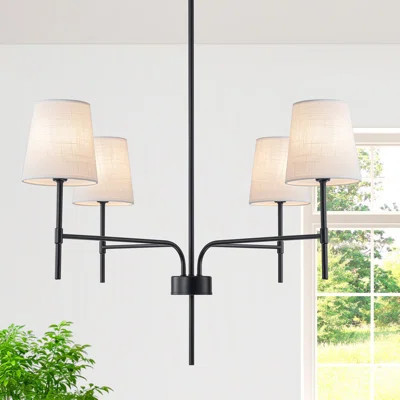 Agathon Transitional Modern Chandelier With White Fabric Shades | Wayfair North America