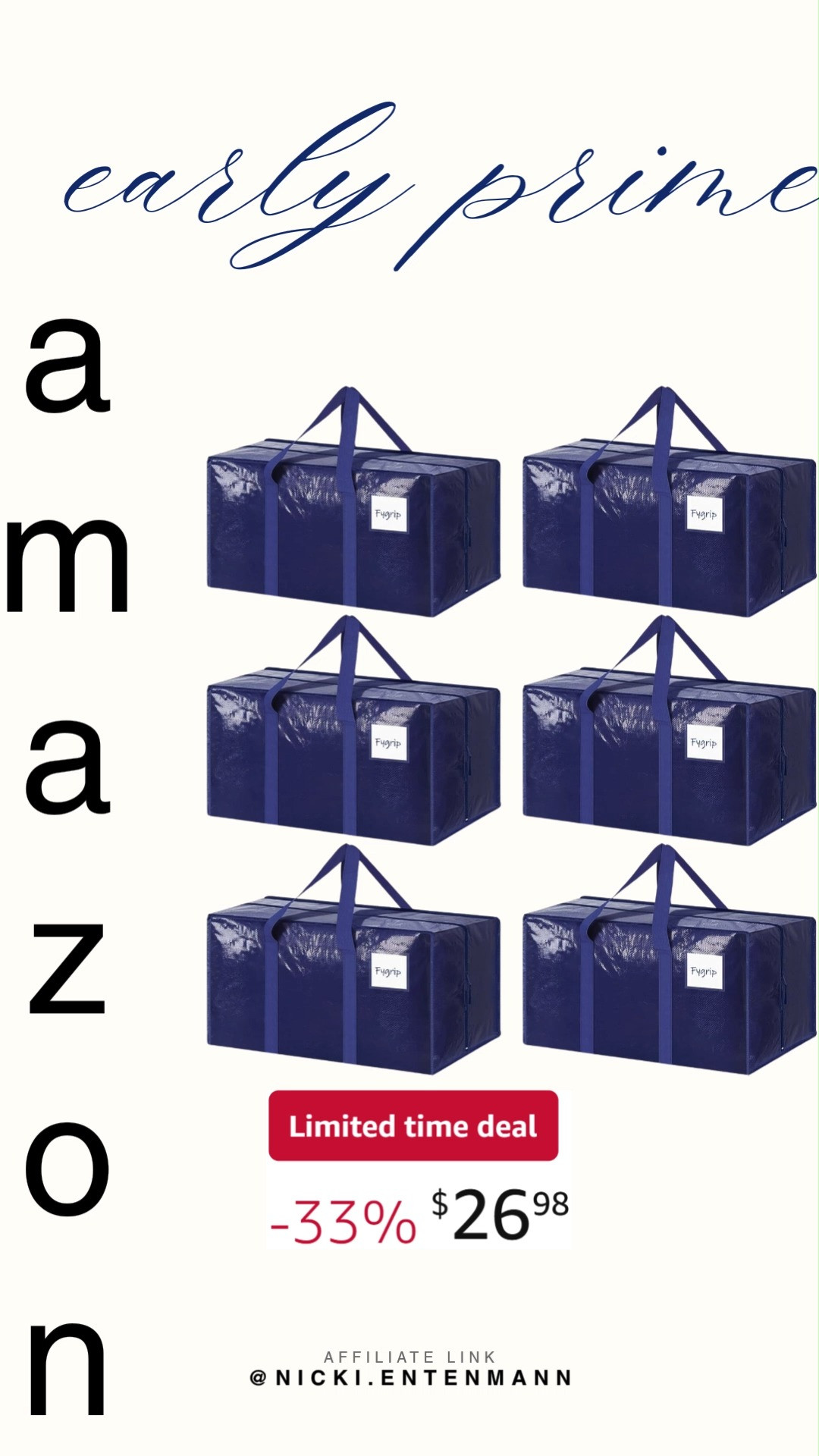 The 6 pack extra heavy duty large moving bags with strong zipper and comfortable handles make organizing and carrying essentials simple. Durable design keeps storage stress free and reliable every time 📦💪✨  

#MovingBags #HeavyDutyStorage #LargeCapacity #StrongZipper #ComfortableHandles #OrganizedLiving #StorageSolutions #ReusableBags #AmazonFinds #HomeEssentials 

 #LTKHome #LTKSaleAlert #LTKTravel