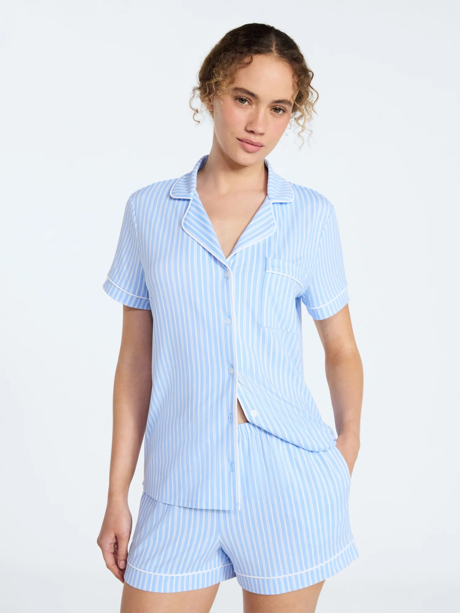 Joyspun Women’s Mother-Daughter Notch Collar Top and Shorty Shorts Family Matching Pajama Set, ... | Walmart (US)