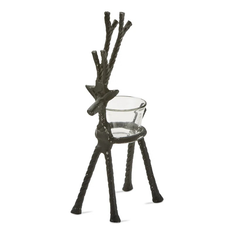 TAG Rustic Reindeer Tealight Candle Holder Short, 10" | Wayfair | Wayfair North America