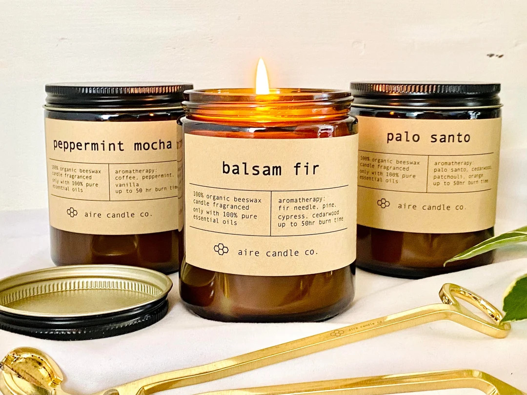 Essential Oil Beeswax Candles: Amber Jar, Hand-poured on Cape Cod, MA - Etsy | Etsy (US)