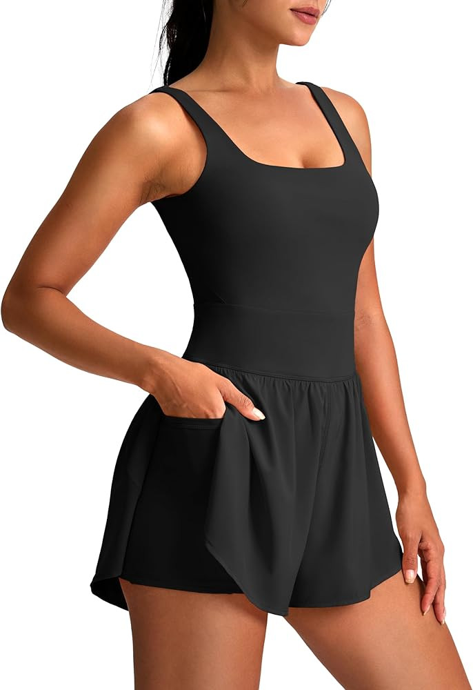 Soothfeel Womens Workout Romper Running Onesie One Piece Jumpsuit Shorts Tennis Gym Active Athlet... | Amazon (US)