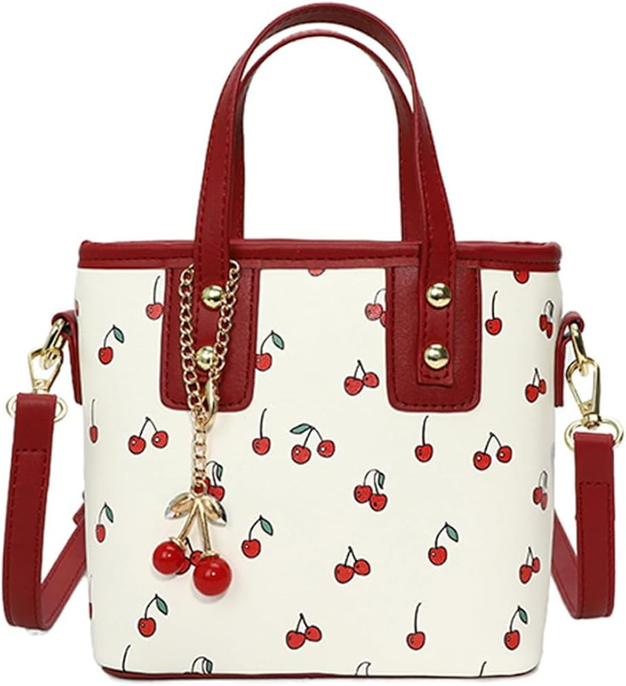 Cute Shoulder Bag Cherry Mini Tote Purse for Women Coquette Aesthetic Crossbody Handbag with Cher... | Amazon (US)