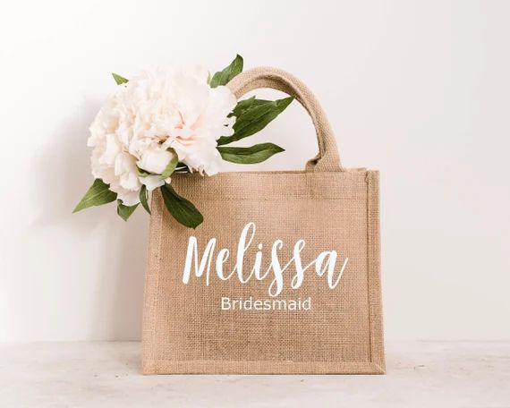 Personalized Bulk Bridesmaid Bags, Burlap Beach Bag, Girls Trip Bags, Bridesmaid Proposal Gift, B... | Etsy (US)