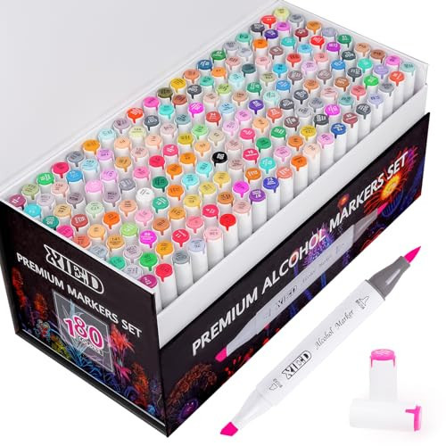 XIEED 180 Colors Alcohol Markers, Dual Tip Markers Set, Chisel & Brush Tip Alcohol-based Art Marker for Artists in Coloring | Amazon (US)
