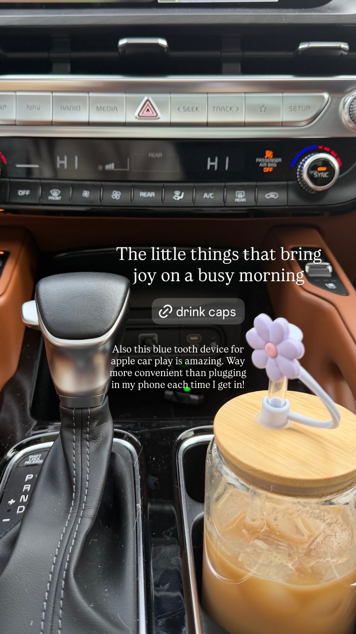 The little things that bring joy on a busy morning are these flower straw caps for my tumblers or ice coffee drinks!   Also this blue tooth device for apple car play is amazing. Way more convenient than plugging in my phone each time I get in!

#LTKmorningroutine