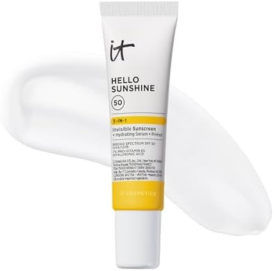 IT Cosmetics Hello Sunshine Invisible Sunscreen for Face SPF 50 - Sunscreen, Hydrating Serum & Ma... | Amazon (US)