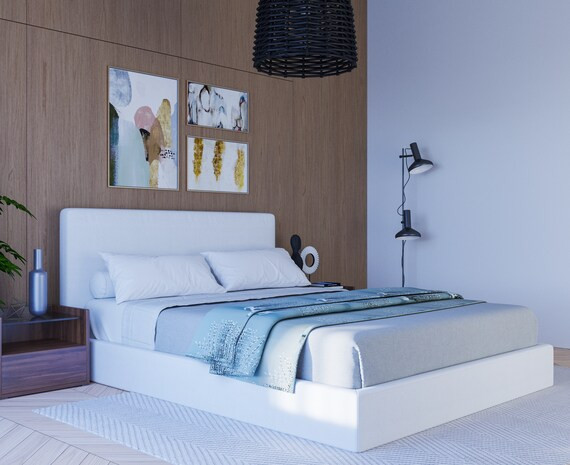 Classic Set: Cushioned Upholstered Bed Frame and Headboard. | Etsy | Etsy (US)