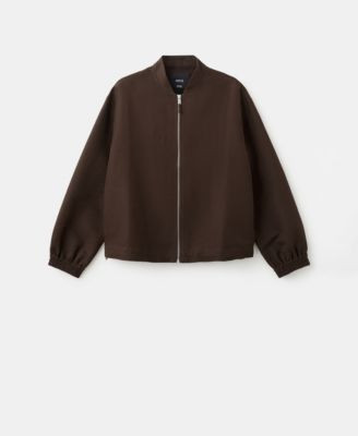 Mango Women's Linen Bomber Jacket - Chocolate | Macy's