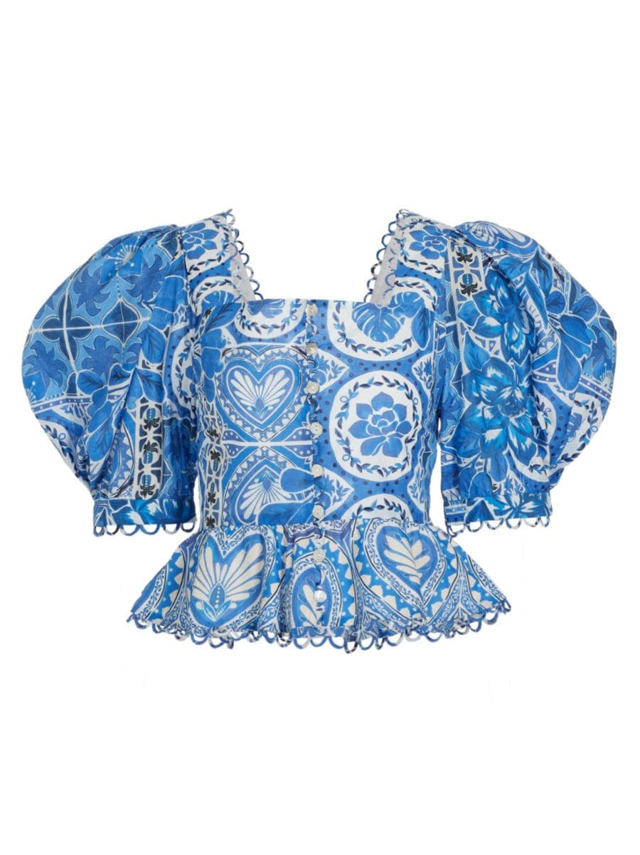 Tile Dream Puff-Sleeve Blouse | Saks Fifth Avenue