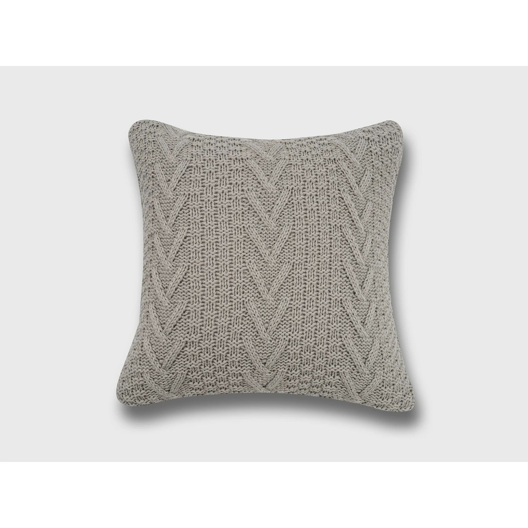 Evergrace Ratree Cable Knit Sweater Knit Assent Pillow 20"x20",Lt.Gray,1 Pack | Walmart (US)