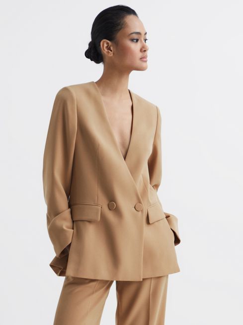 Collarless Double-Breasted Blazer | Reiss UK