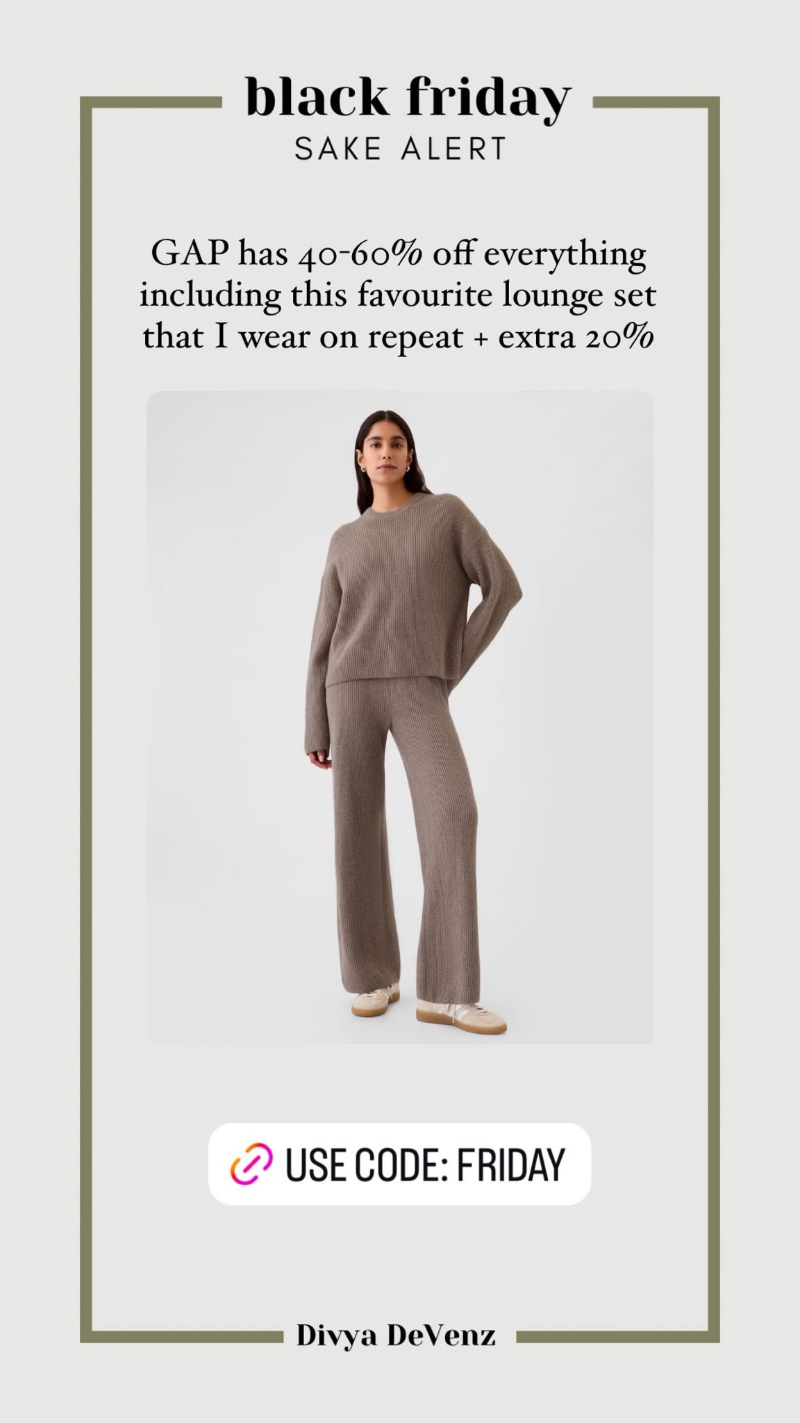 GAP has 40-60% off everything including this favourite lounge set that I wear on repeat + extra 20% use code FRIDAY

#LTKsale #LTKmodest #LTKgiftguide