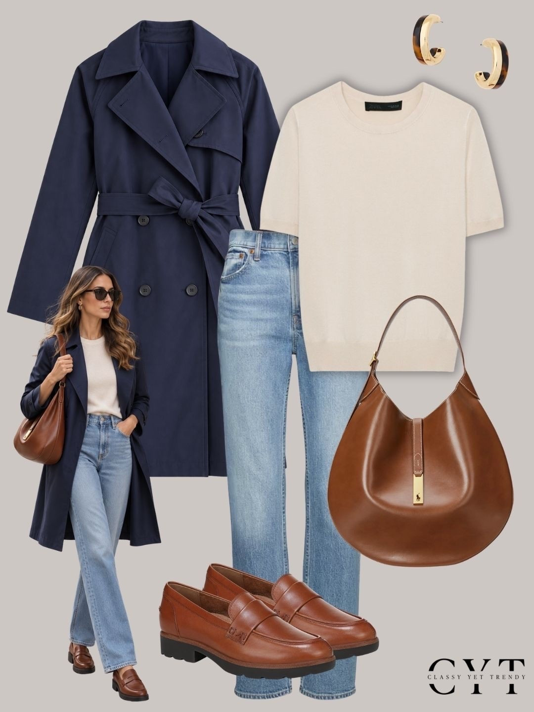 6 outfits with a navy trench coat ✔ Outfit ideas styled different 
ways with a sweater, boots, tee, loafer mules, low profile sneakers, striped sweater, suede sneakers, short sleeve sweater, loafers, cardigan and ballet flats.
.
#trenchcoat #neutrals #neutralstyle #outfitinspo #whattowear