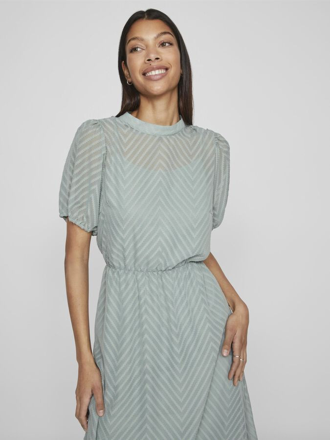 KORTE MOUWEN MIDI JURK | Rood | VILA® | Vila.com