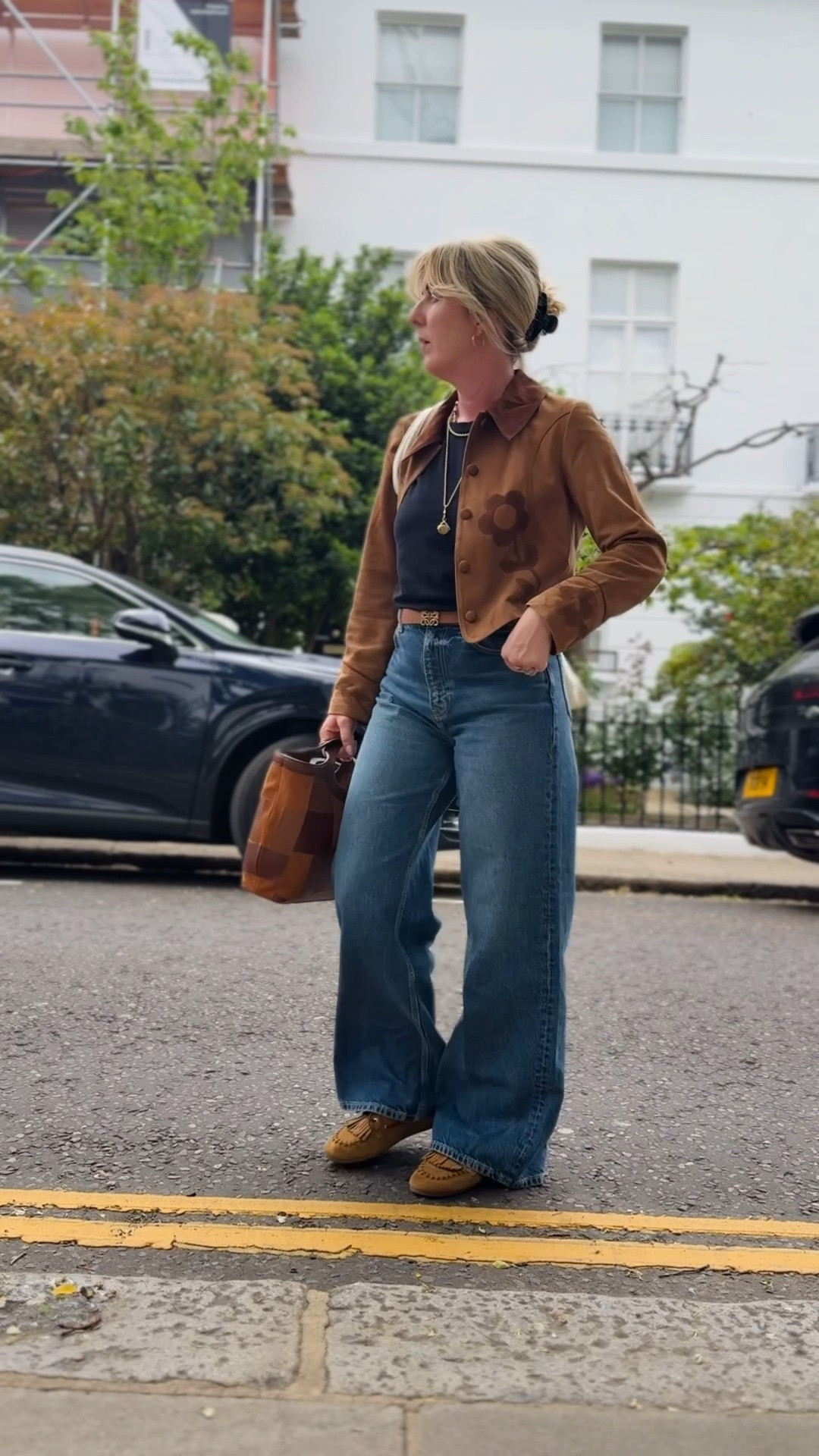 Tan suede and denim. Rixo bag and jacket. Reformation jeans

#LTKuk #LTKspring #LTKjeans