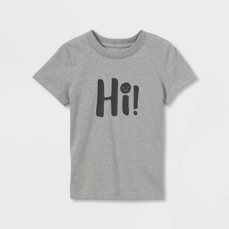 Toddler Boys' 'Hi' Short Sleeve Graphic T-Shirt - Cat & Jack™ Gray | Target