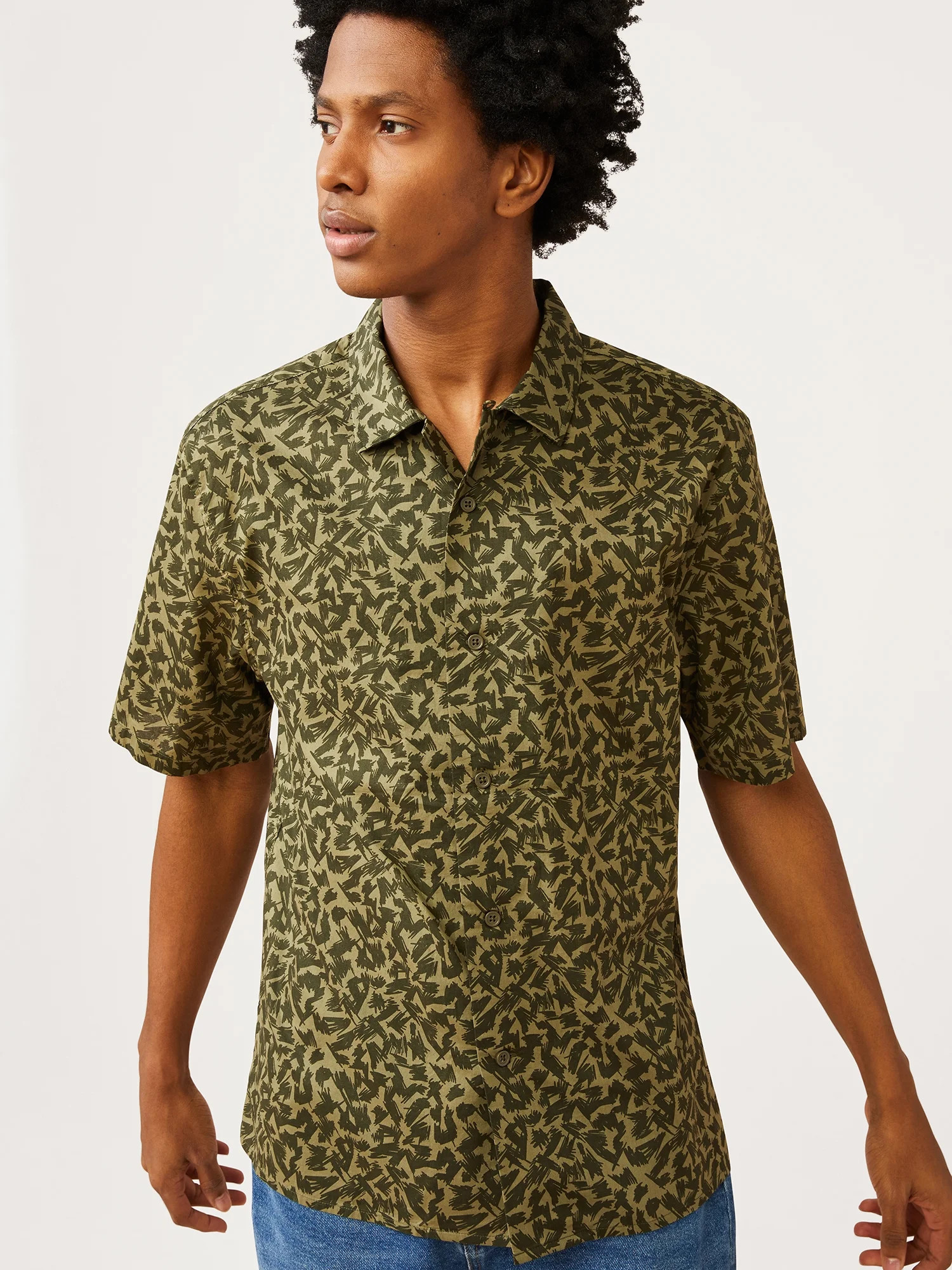 Free Assembly Men's Short Sleeve Camp Shirt - Walmart.com | Walmart (US)