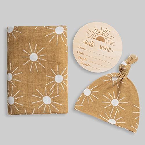 Miaoberry 100% Organic Cotton Baby Muslin Swaddle Blanket Set| Golden Boho Sunrays| Gender Neutra... | Amazon (US)
