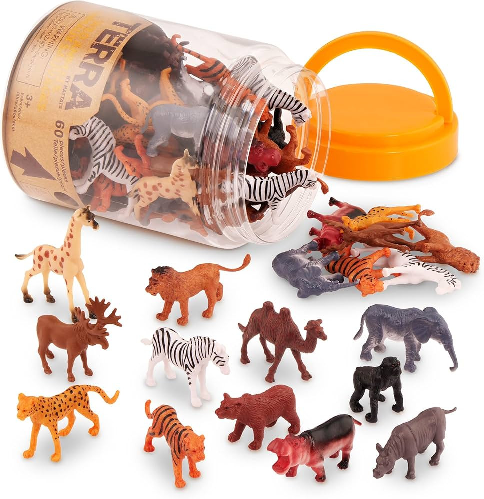Terra by Battat – 60 Pcs Wild Creatures Tube – Realistic Mini Animal Figurines – Lion, Hipp... | Amazon (US)